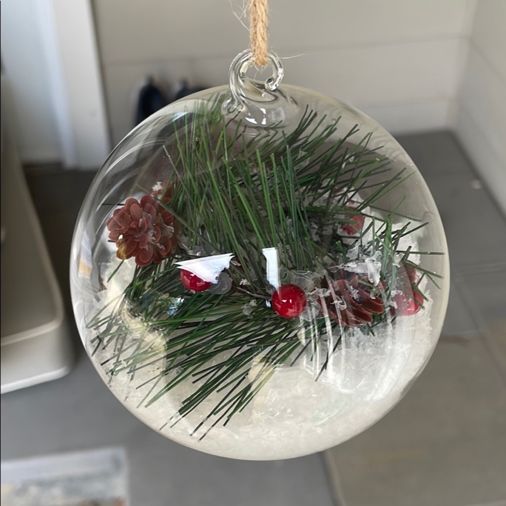 6 Pottery Barn Glass Xmas Ornaments